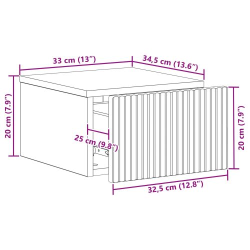 Спален шкаф с монтаж на стена Опушен дъб 33 x 34,5 x 20 см