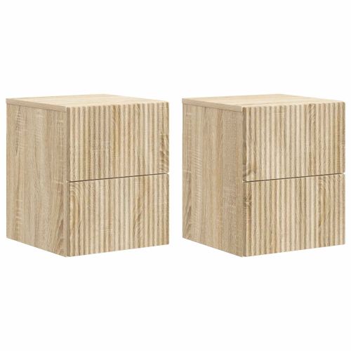 Спален шкаф с монтаж на стена с чекмедже 2 pcs Дъб сонома
