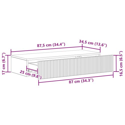 Стенен страничен масичка Черно 87,5 x 34,5 x 17 см