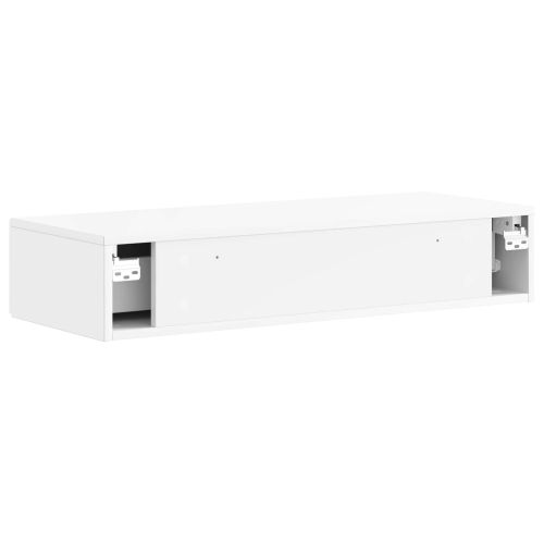 Стенен страничен масичка Бял гланц 87,5 x 34,5 x 17 см