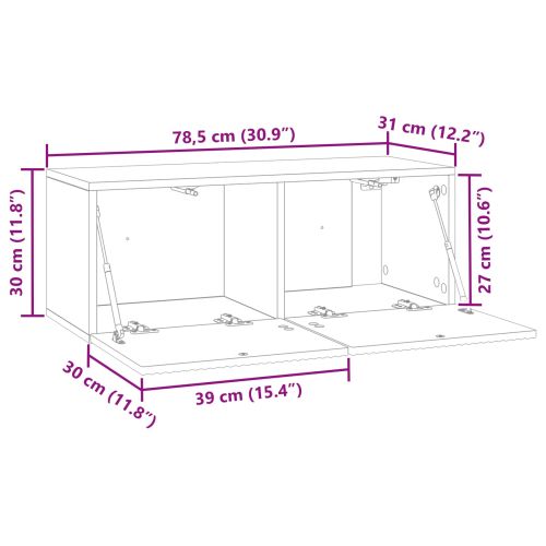 Стенно монтиран ТВ шкаф Черно 78,5 x 31 x 30 см