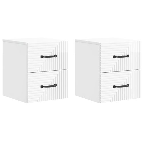 Спален шкаф с монтаж на стена 2 pcs Бял гланц 34,5 x 33 x 40 см