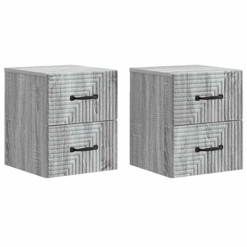 Спален шкаф с монтаж на стена с чекмедже 2 pcs Сива сонома