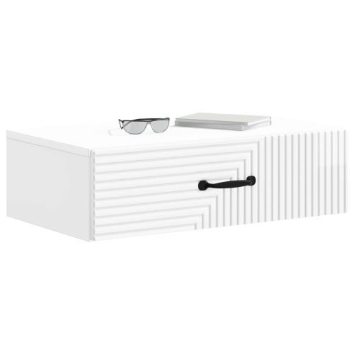 Стенен страничен масичка Бял гланц 59 x 34,5 x 17 см