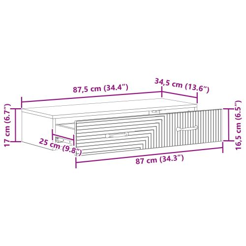Стенен страничен масичка Старо дърво 87,5 x 34,5 x 17 см