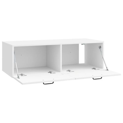 Стенно монтиран ТВ шкаф Бял гланц 98 x 41 x 30 см