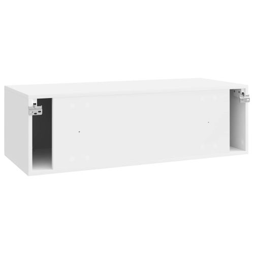Стенно монтиран ТВ шкаф Бял гланц 98 x 41 x 30 см