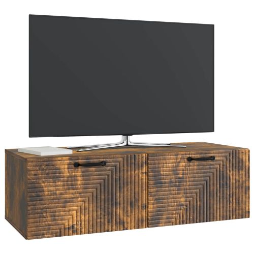 Стенно монтиран ТВ шкаф Опушен дъб 98 x 41 x 30 см