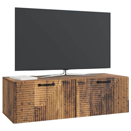 Стенно монтиран ТВ шкаф Старо дърво 98 x 41 x 30 см