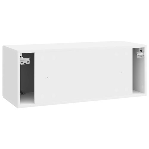 Стенно монтиран ТВ шкаф Бял гланц 78,5 x 31 x 30 см