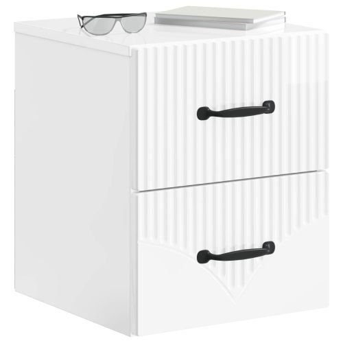 Спален шкаф с монтаж на стена 2 pcs Бял гланц 34,5 x 33 x 40 см