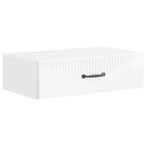 Стенен страничен масичка Бял гланц 59 x 34,5 x 17 см