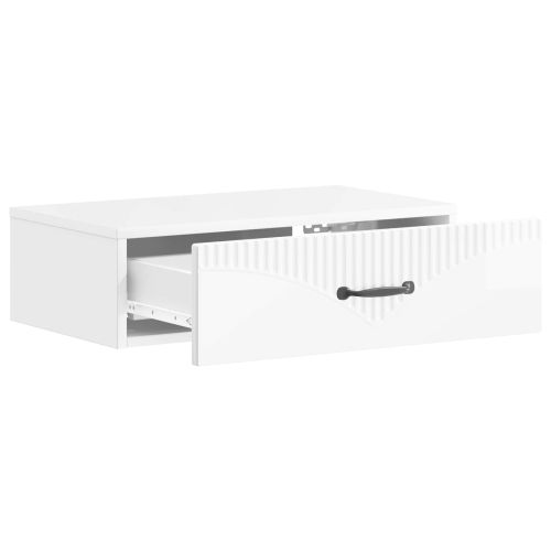 Стенен страничен масичка Бял гланц 59 x 34,5 x 17 см