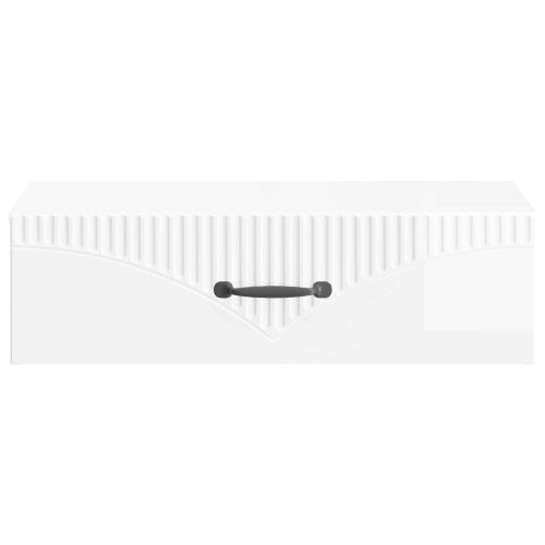 Стенен страничен масичка Бял гланц 59 x 34,5 x 17 см