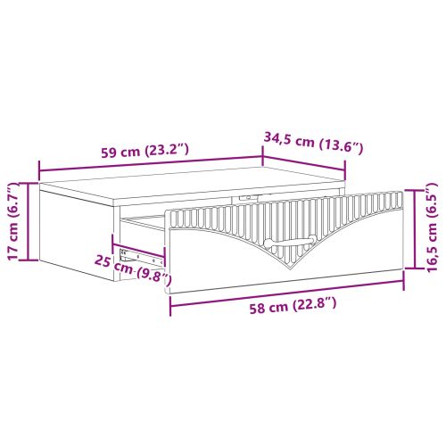 Стенен страничен масичка Опушен дъб 59 x 34,5 x 17 см
