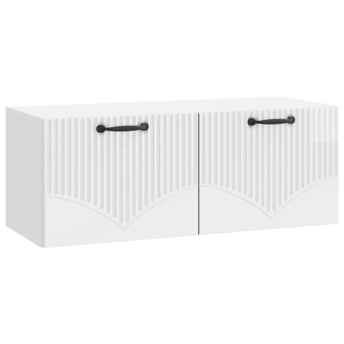 Стенно монтиран ТВ шкаф Бял гланц 78,5 x 31 x 30 см