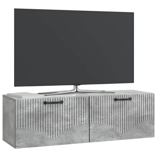 Стенно монтиран ТВ шкаф Бетонно сиво 98 x 31 x 30 см
