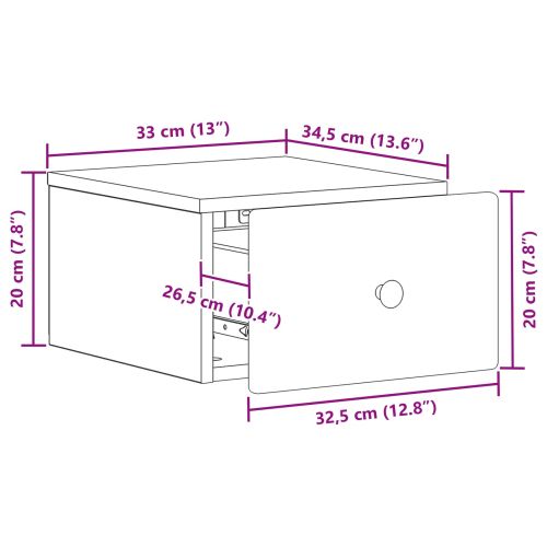 Спален шкаф с монтаж на стена Дъб сонома 34,5 x 33 x 20 см