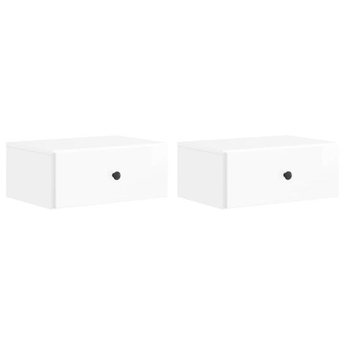 Спален шкаф с монтаж на стена 2 pcs Бял гланц 49 x 34,5 x 20 см