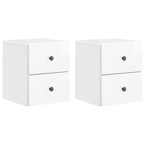 Спален шкаф с монтаж на стена 2 pcs Бял гланц 34,5 x 33 x 40 см