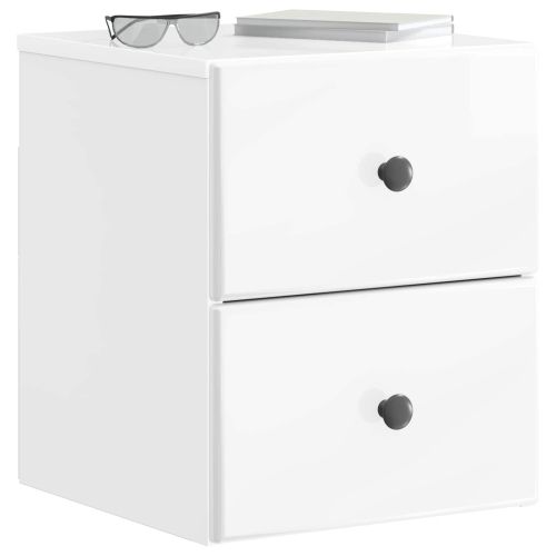 Спален шкаф с монтаж на стена 2 pcs Бял гланц 34,5 x 33 x 40 см