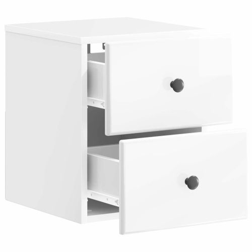 Спален шкаф с монтаж на стена 2 pcs Бял гланц 34,5 x 33 x 40 см