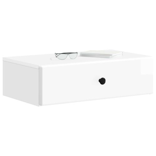 Стенен страничен масичка Бял гланц 59 x 34,5 x 17 см