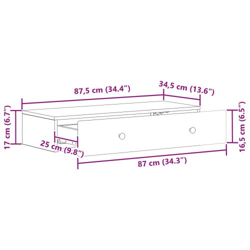Стенен страничен масичка Дъб сонома 87,5 x 34,5 x 17 см