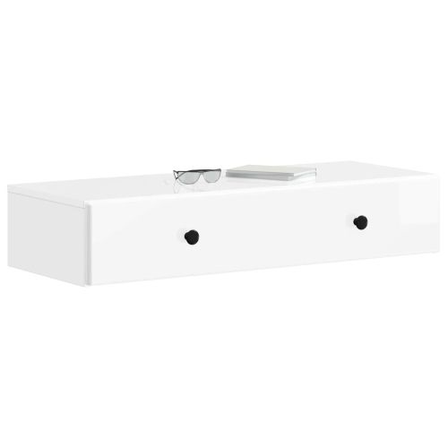 Стенен страничен масичка Бял гланц 87,5 x 34,5 x 17 см