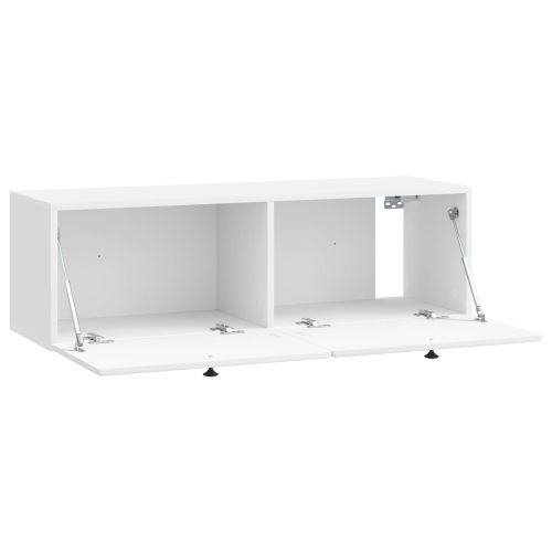 Стенно монтиран ТВ шкаф Бял гланц 98 x 31 x 30 см