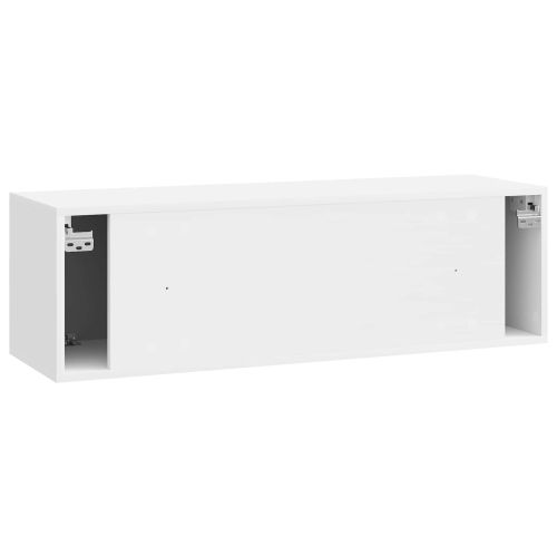 Стенно монтиран ТВ шкаф Бял гланц 98 x 31 x 30 см