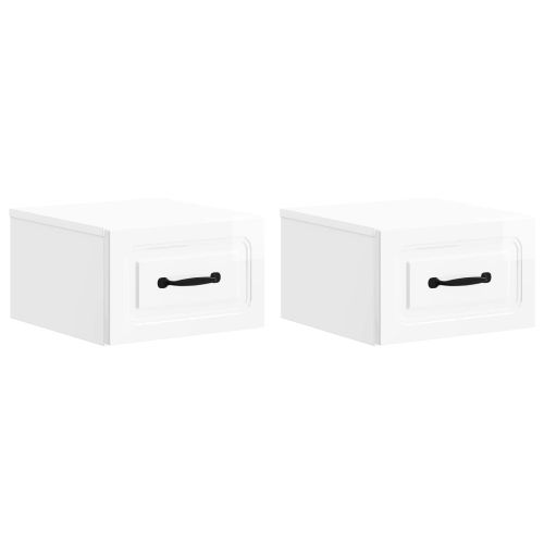 Спален шкаф с монтаж на стена 2 pcs Бял гланц 34,5 x 33 x 20 см