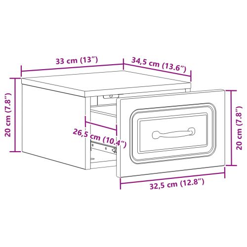 Спален шкаф с монтаж на стена с чекмедже 2 pcs Сива сонома