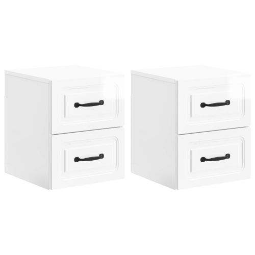 Спален шкаф с монтаж на стена 2 pcs Бял гланц 34,5 x 33 x 40 см