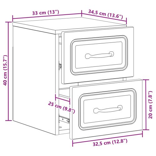Спален шкаф с монтаж на стена Дъб артизан 34,5 x 33 x 40 см