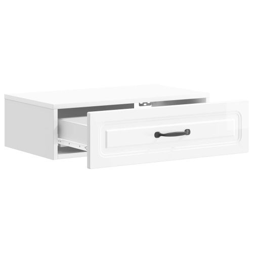 Стенен страничен масичка Бял гланц 59 x 34,5 x 17 см