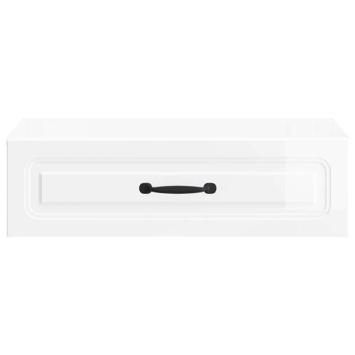 Стенен страничен масичка Бял гланц 59 x 34,5 x 17 см