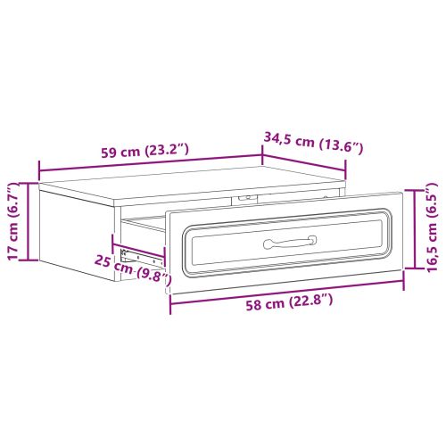 Стенен страничен масичка Опушен дъб 59 x 34,5 x 17 см