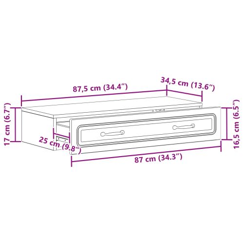 Стенен страничен масичка Бял гланц 87,5 x 34,5 x 17 см