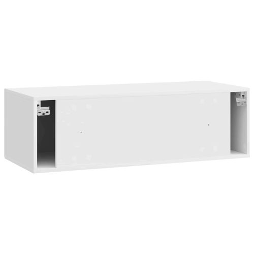 Стенно монтиран ТВ шкаф Бял гланц 98 x 41 x 30 см
