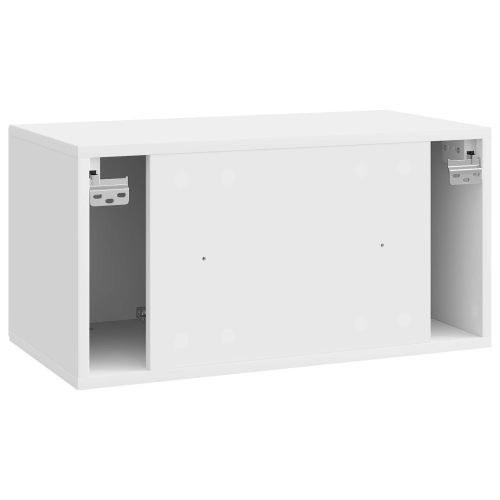Стенно монтиран ТВ шкаф Бял гланц 59,5 x 31 x 30 см