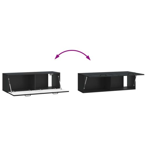 Стенно монтиран ТВ шкаф Черно 98 x 31 x 30 см