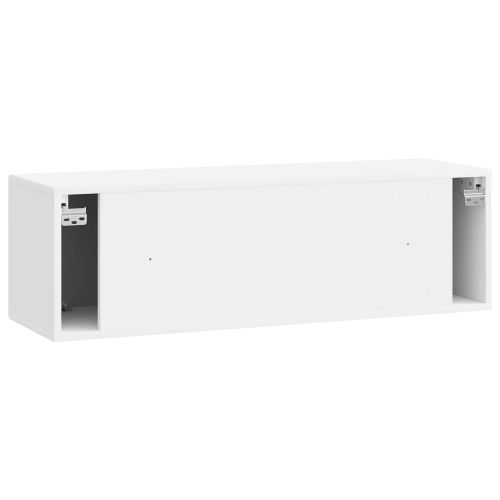 Стенно монтиран ТВ шкаф Бял гланц 98 x 31 x 30 см
