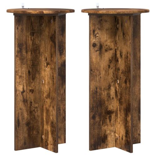 Стойка за растения 2 pcs Опушен дъб 40 x 40 x 80 cm