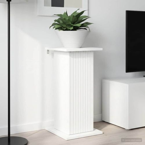 Стойка за растения Бяло 30,5 x 30 x 60,5 см Инженерна дървесина