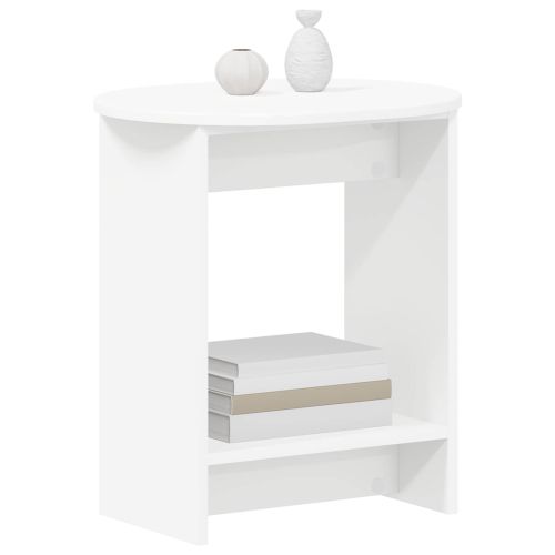 Странична маса Бяло 50 x 39,5 x 55 см Инженерна дървесина
