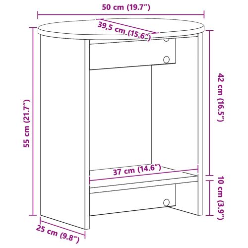 Странична маса Бяло 50 x 39,5 x 55 см Инженерна дървесина