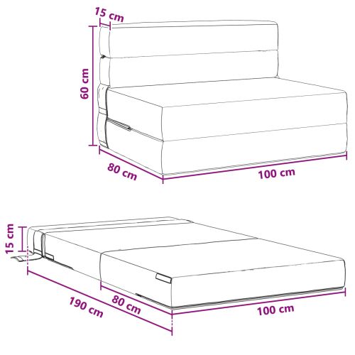 Разтегателен диван легло Светлозелено сиво 190 x 100 x 15 см