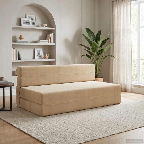 Разтегателен диван легло Светлозелено сиво 203 x 152 x 15 см