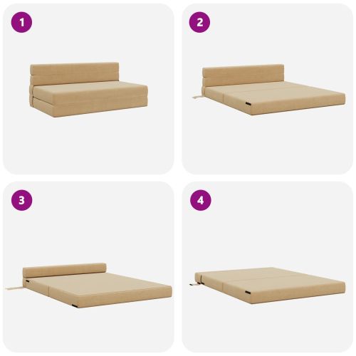 Разтегателен диван легло Светлозелено сиво 203 x 152 x 15 см